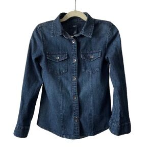 GAP Kids Girls' Size S Denim Blue Hue Convertible Long Sleeve Button Down Shirt
